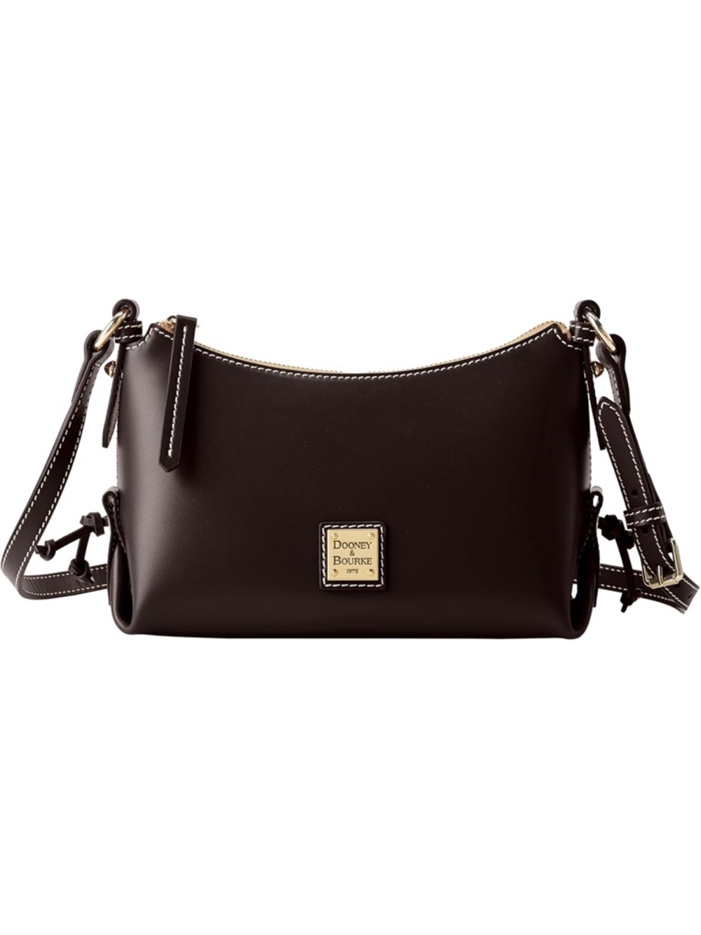 New Dooney & Bourke Dark Brown Leather Penrose Hobo Crossbody 22 with Gold
